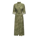 Only Kadın Onlcallıe Desenli Beli Kemerli Uzun Keten Elbise 15318799 Yeşil S