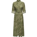 Only Kadın Onlcallıe Desenli Beli Kemerli Uzun Keten Elbise 15318799 Yeşil