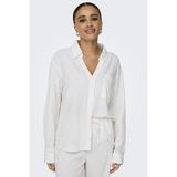 Only Kadın Onlcaro Desenli Keten Beyaz Gömlek -15338802 - XS