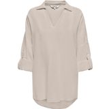 Only Kadın Onlcaro Önü Kısa Arkası Uzun Keten Tunik 15338898 Bej