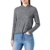 ONLY Kadın ONLCLEA L/S HOOD TOP JRS Tişört, Koyu Gri Melanj, M