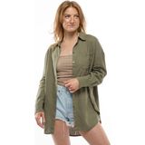 Only Kadın Onlcorına-Caro Rahat Form Desenli Keten Gömlek 15291786 Haki - XS
