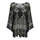 ONLY Kadın ONLFLORENCE CROCHET KAFTAN DRESS Elbise, Black, L-XL