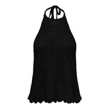ONLY, Kadın, ONLFREJA LIFE SL STRUCTUR HALTER NCK KNT, Kazak, Siyah, M
