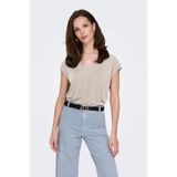 Only Kadın Onlhannah V Yaka Kısa Kollu T-Shirt 15326642 Taş XS