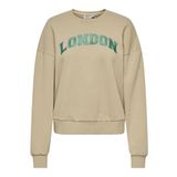 ONLY Kadın Onljolana L/S Glitter O-Neck SWT Sweatshirt, Humus/Baskı: Londra, M