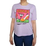 ONLY Kadın ONLKAREN BOXY S/S TOP BOX JRS Tişört, Purple Rose Print:Girls, S