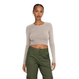 ONLY Kadın ONLKAROL LS CROP O-NECK KNT NOOS Triko, Bej, S