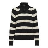 ONLY Kadın ONLLEISE FREYA LS ZIP HIGH NECK KNT NOOS Triko, Siyah, S
