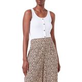 ONLY Kadın Onllivelove Button Detail Cropped Sl Top T-Shirt & Tops, Beyaz, XS