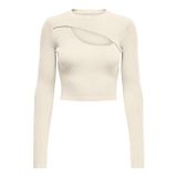 ONLY Kadın Onlliza L/S Peek-a-Boo Nca KNT Kazak, Egret, XS
