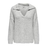 ONLY, Kadın, ONLMAGGIE LIFE LS SPLIT NECK CC KNT, Triko, Light Grey Melange, S
