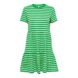 ONLY Kadın Onlmay S/S O-Neck Peplum Dress Box JRS Elbise, Kelly Green/Stripes: cloud dancer (Dina), S