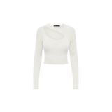 ONLY Kadın ONLMEDDI LS PEEK-A-BOO O-NECK CC KNT Triko Kirli Beyaz S