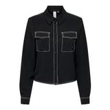 ONLY Kadın ONLMETTE SHORT CONTRAST LS SHIRT WVN Gömlek, Siyah, S