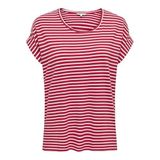 Only Kadın Onlmoster Stripe S/S O-Neck Top JRS Noos Basic üst giyim, yuvarlak yakalı ve kısa kollu, boş zaman kıyafetleri için, Lychee, Large, Lychee, L