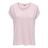 Only Kadın Onlmoster Stripe S/S O-Neck Top JRS Noos Basic üst giyim, yuvarlak yakalı ve kısa kollu, boş zaman kıyafetleri için, pembe bayan, Small, Pembe (Pink Lady), S