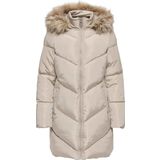 Only Kadın Onlmynte Kapüşonu Kürklü Uzun Puffer Mont 15238323 Bej
