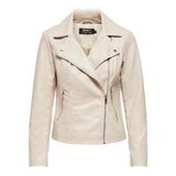 ONLY Kadın ONLNEWMELISA FAUX LEATHER BIKER CC OTW Mont Ceket Kırık Beyaz XS