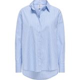 Only Kadın Onloregon Çizgili Uzun Kollu %100 Pamuk Gömlek 15380364 Mavi - XS