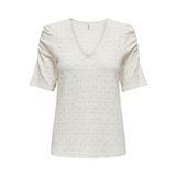 ONLY Kadın Onlrosa S/S V Yaka Puff Top JRS Tişört, Beyaz, XS