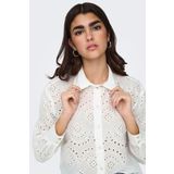 Only Kadın Onlvalaıs Delik Desenli Uzun Kollu %100 Pamuk Gömlek 15269568 Beyaz