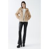Only Kadın Onlvıda Kapüşonlu Peluş Mont 15260047 Bej - XS