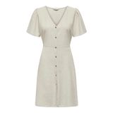ONLY Kadın Onlvita Life Linen S/S Kısa Elbise WVN Regular Fit Elbise Bel ve Hacimli Kollu Kesim, Pomza taşı, S