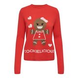 ONLY Kadın ONLXMAS COOKIES LS O-NECK BOX KNT Triko, Kırmızı, M