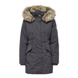 Only Kadın Only ONLNEWPRISKA Parka – Kapüşonlu, Suni Kürklü, Uzun Kollu, Siyah Kışlık Mont