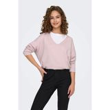 Only Kadın Oversize V Yaka Basic Kazak - 15340735 - Pembe