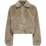 Only Kadın Peluş Fermuarlı Kahverengi Ceket - 15348987 - XL