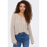 Only Kadın Regular Fit V Yaka Bej Örme Kazak - 15339529 - S