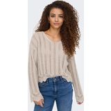 Only Kadın Regular Fit V Yaka Bej Örme Kazak - 15339529