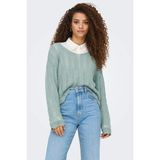 Only Kadın Regular Fit V Yaka Mavi Örme Kazak - 15339529 - S