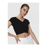 ONLY Kadın Siyah Crop T-Shirt, Kısa Kollu, M Beden