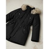 Only Kadın Siyah Kapüşonlu Parka Uzun Kollu Midi Model Polyester Malzeme ile Şık Tasarım 15304625
