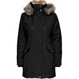 Only Kadın Siyah Parka Mont – Uzun Kollu, Kürk Kapüşonlu, Soğuk Havalara Uygun Rahat ve Şık Tasarım - XS - Black