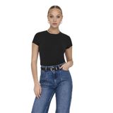 ONLY Kadın Tişört ONLELINA S/S O-NECK SHORT TOP JRS NOOS Siyah L
