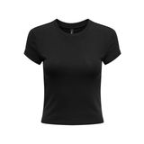ONLY Kadın Tişört ONLELINA S/S O-NECK SHORT TOP JRS NOOS Siyah S