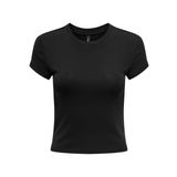 ONLY Kadın Tişört ONLELINA S/S O-NECK SHORT TOP JRS NOOS Siyah XS
