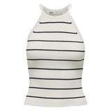 ONLY Kadın Triko Üst ONLGEMMA SL SCALLOP STRIPE O-NECK KNT Kirli Beyaz L