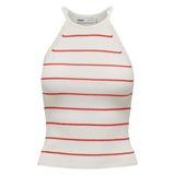 ONLY Kadın Triko Üst ONLGEMMA SL SCALLOP STRIPE O-NECK KNT Kirli Beyaz S