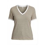 ONLY Kadın V-Yaka Çizgili T-Shirt, Siyah, XS