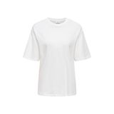 ONLY Kadın Yuvarlak Yaka Beyaz T-Shirt, M Beden