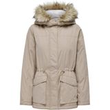 Only Lucıa Kadın Parka 15293847 Uzun Kol Midi Boy Düz Desenli Fonksiyonel Tasarım - Haki - XS