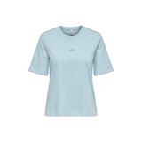 ONLY Mavi Kadın Desenli T-Shirt ONLMOODY LIFE S/S WORD TOP BOX JRS