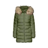 Only New Camilla Quilt Fur Hood Coat Kadın Haki Kapüşonlu Mont, Haki, S