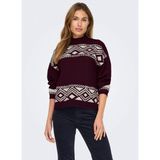 Only O Yaka Rahat Desenli Bordo Kadın Kazak Onlvıctorıa L/s Pullover Knt Noos - M