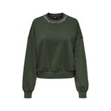 Only O Yaka Taşlamalı Yeşil Kadın Sweatshirt ONLKIARA L/S O-NECK EMBELLISHMENT, M
